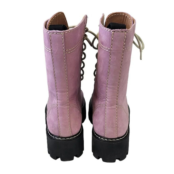 Alexa Chung Heavy Tread Platform Chunky Leather Boots Lilac Size 37 US 6.5 - Picture 6 of 10
